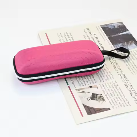 1/5/10 PCS Pink Sunglasses Box Glasses Pattern Eyewear Box Zipper Closure Simple Style Portable EVA Glasses Protective Box