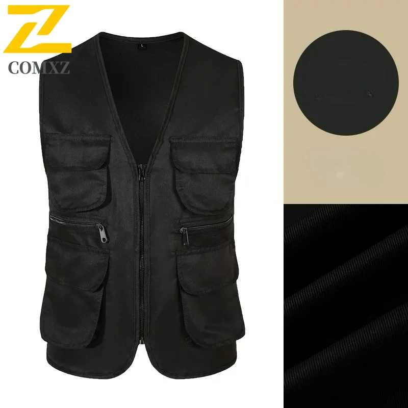 

Multi-color Fishing Vest Men's 2025 Autumn New Camping Sleeveless Tools Vests Men Outdoor Travel Hunting V-neck Jacket Waistcoat