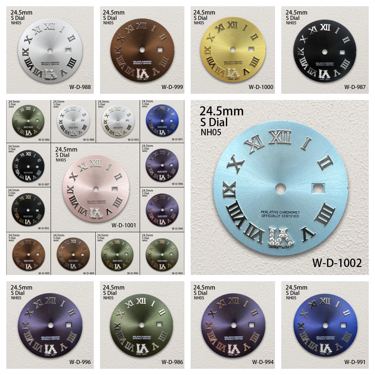 

24.5mm S Logo Rome Diamond Dial Fit NH05 Japanese Automatic Movement Sunray Dial Watch Modification Accessories