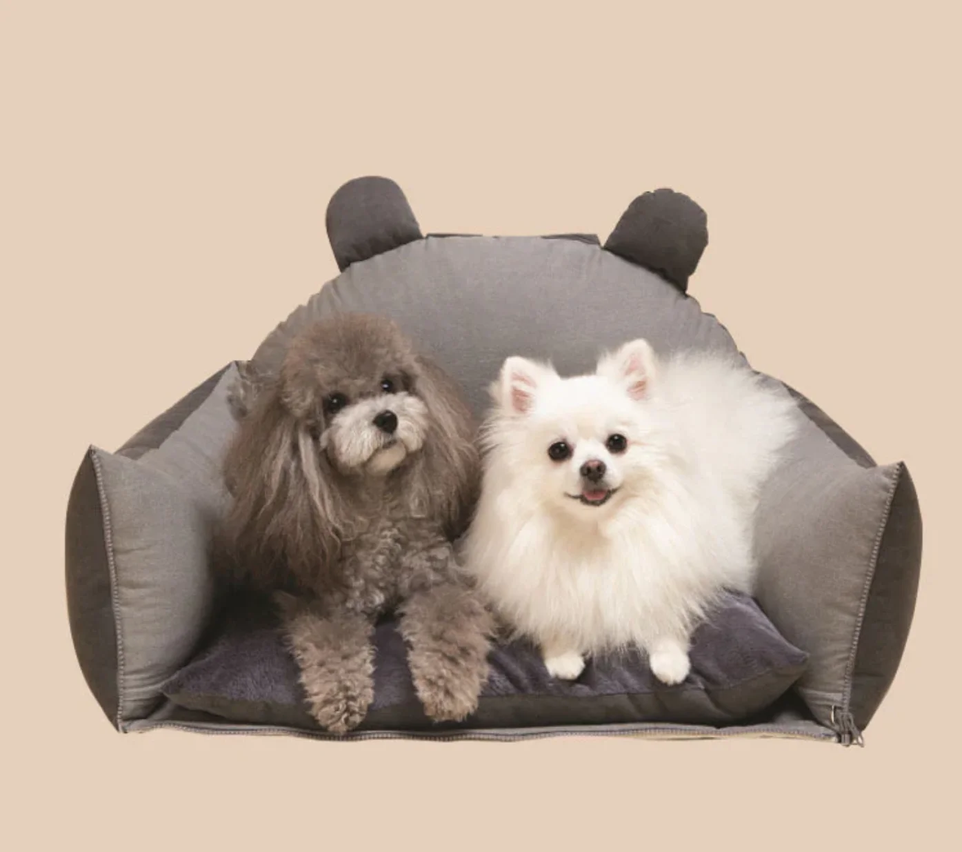 

Cute Gray Waterproof Luxury Dog Pet Bed with Removable Washable Cover Winter Travel Bed for Dogs Outdoor Peg Bed for Car Seat