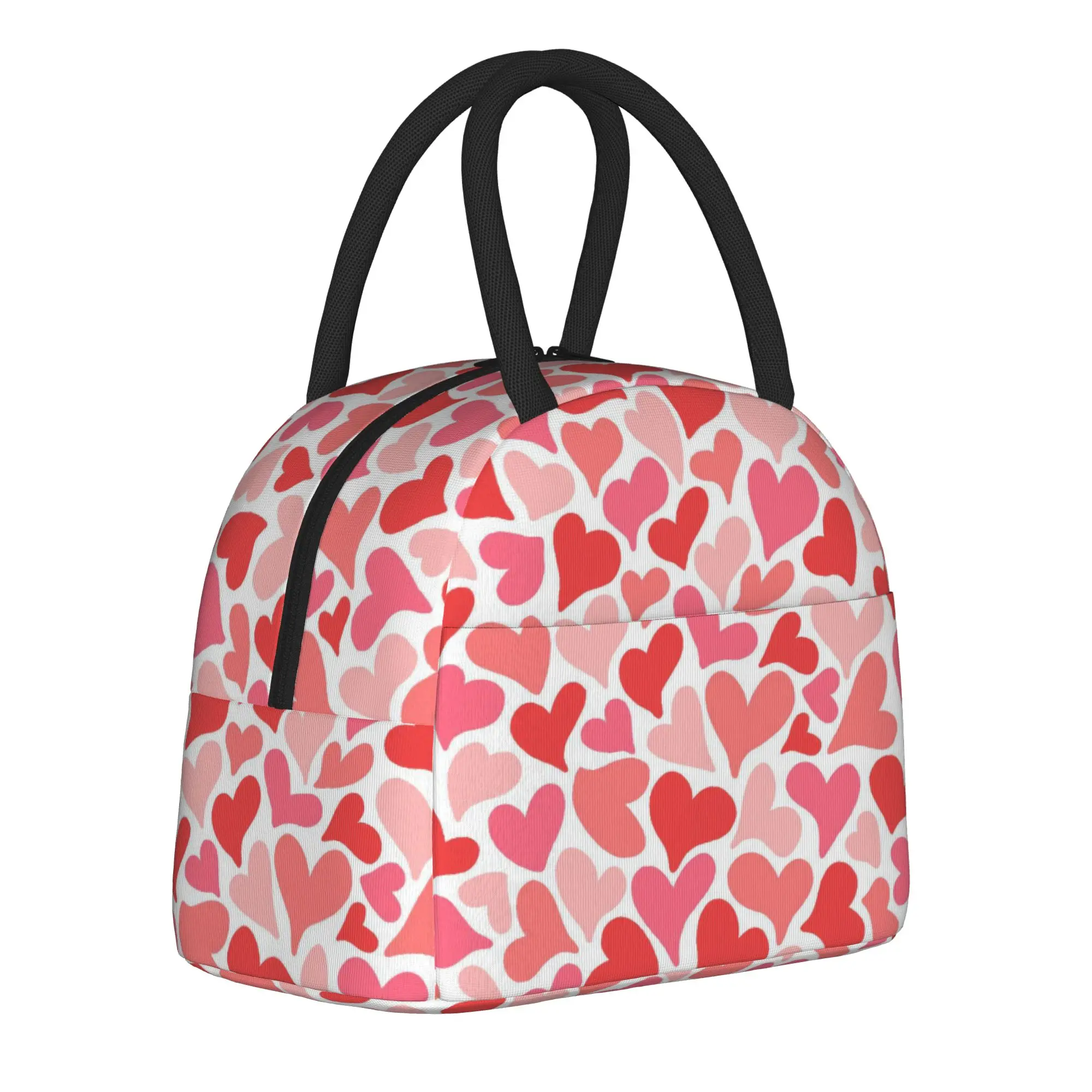 

Love Heart Pattern Insulated Lunch Bags Cooler Bag Meal Container Valentine's Day Leakproof Tote Lunch Box Office Travel