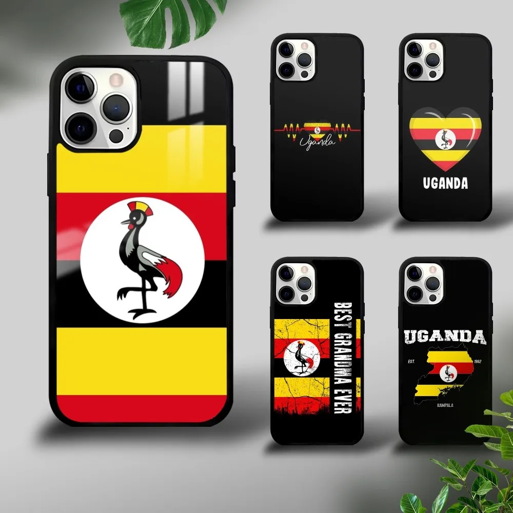 

Flag Of Uganda Pattern Phone Case For IPhone 16 15 14 13 12 11 Pro Xs Max Mini Plus Celulares Hard Funda