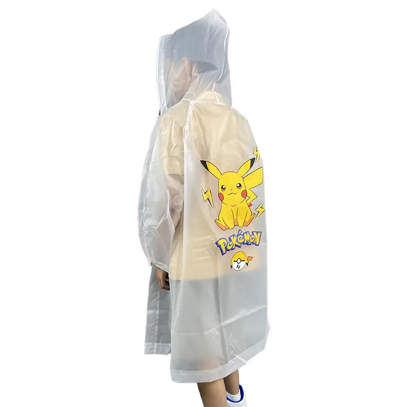 Cartoon Pokemon Pikachu Raincoat Kids Adult Impermeable Waterproof Tourism Outdoor Hiking Rain Poncho Raincoat Hooded Rain Coat