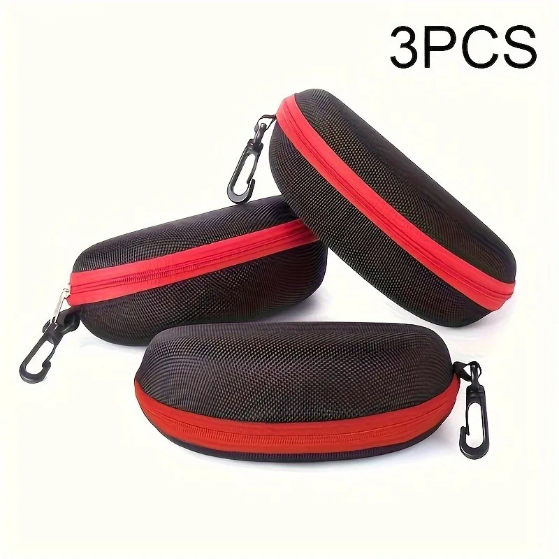 

3-piece EVA glasses case, durable zipper sunglasses bag, with mountain buckle, multifunctional travel protection frame
