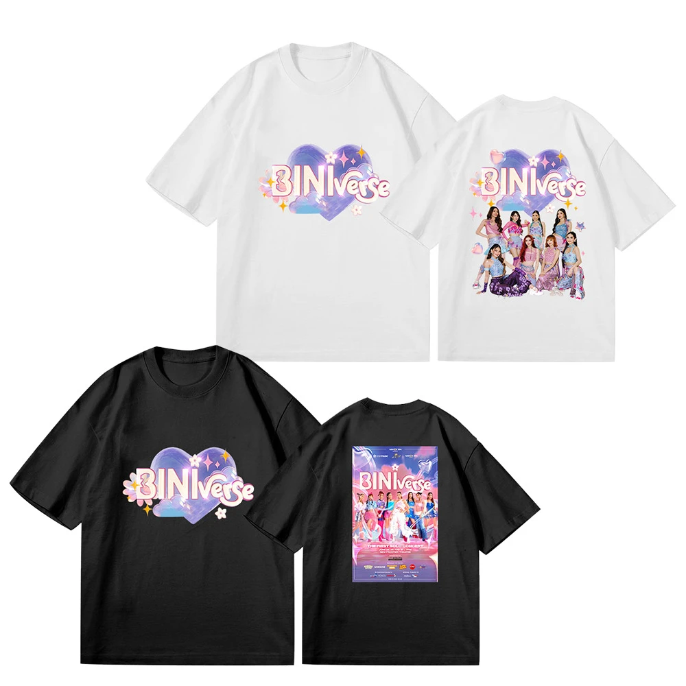 Philippine Idol Group BINI Fashion Printed T-shirt BINIVerse Casual Cotton Short Sleeved Aiah Colet Mikha Women Summer Clothes