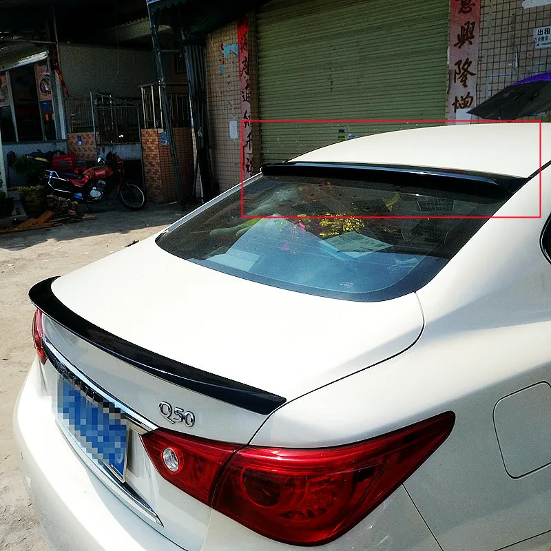 For 2014 15 16 17 18 19 20 21 Infiniti Q50 ABS Black Carbon Rear Window Roof Car Spoiler Wings Tuning Exterior Accessories