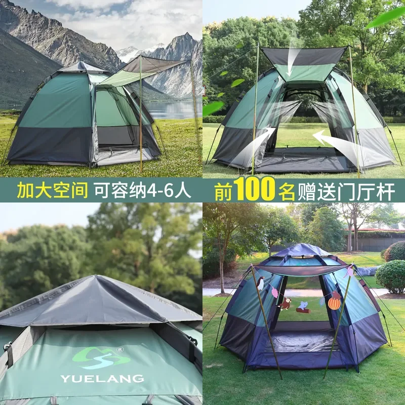 For Automatic Tent Outdoor Camping Thickened Hexagonal Windproof Rainproof Double Layer Storm Proof Super Lightweight