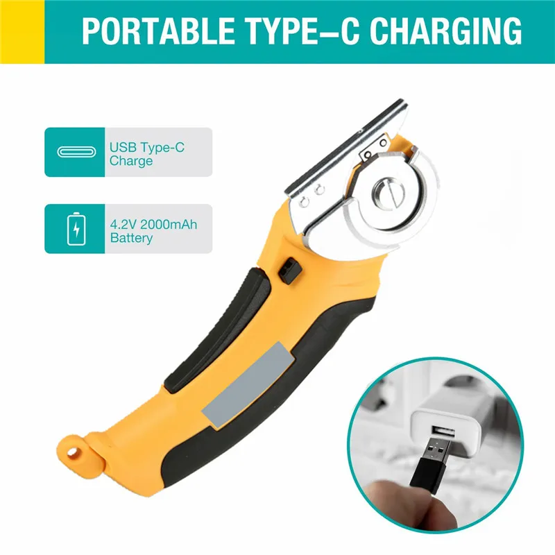 Imagem -04 - Tesoura Elétrica sem Fio Tecido de Couro Costura Hand Held Alloy Head Cutting Multi Funcional Ferramenta de Corte