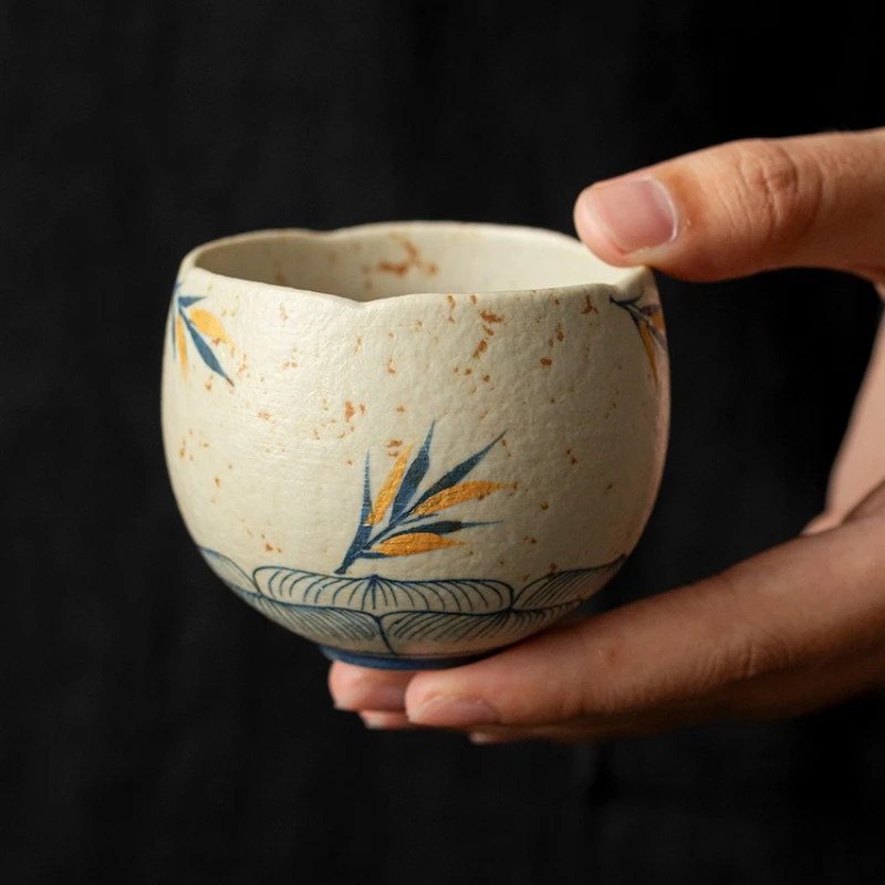 

Caramel Glaze Hand-painted Bamboo Gaiwan Retro Tea Tureen Tea Bowl With Lid Kit Tea Maker Cover Bowl Chinese Tea Set Gift