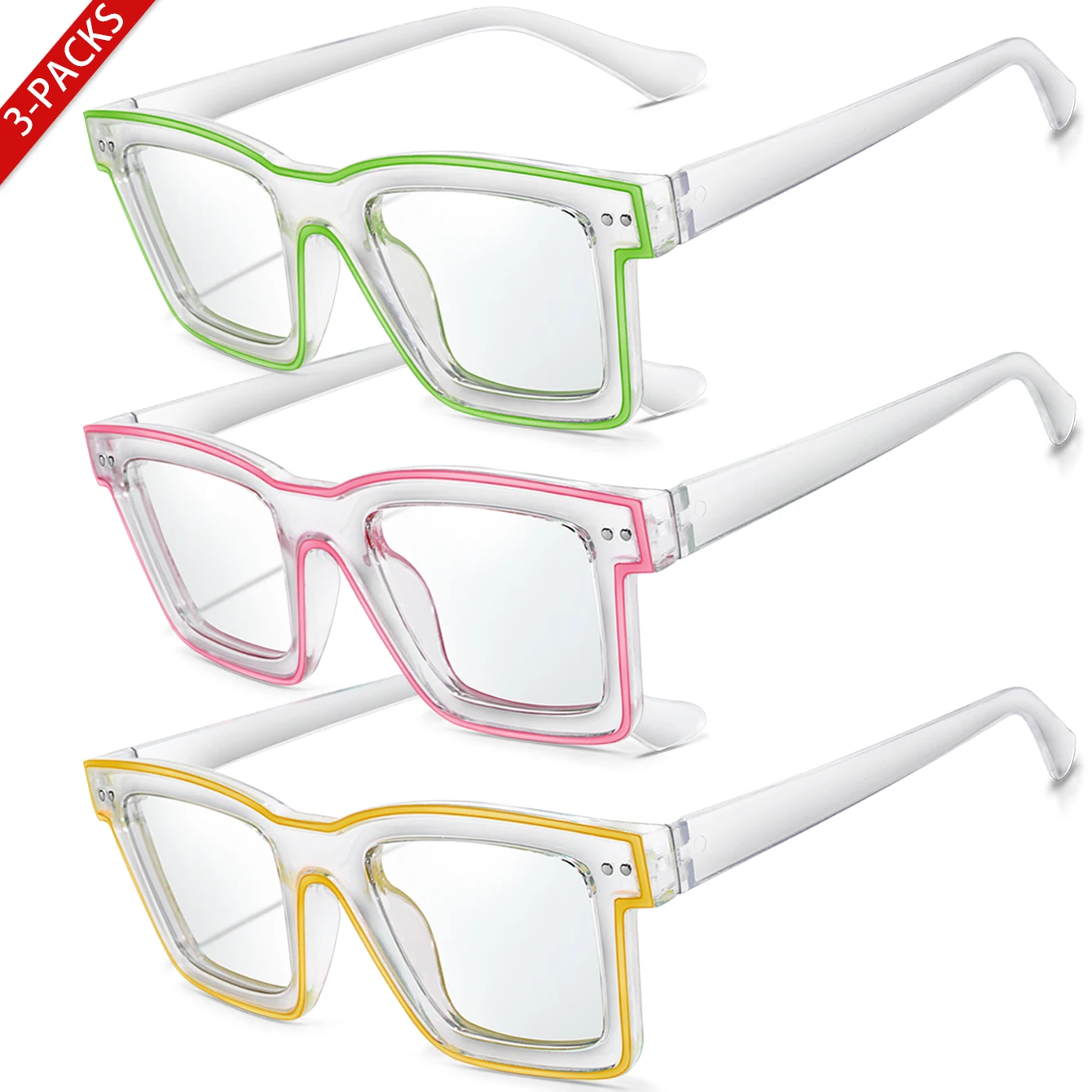 3 أزواج من النظارات الشمسية الكاجوال للنساء، ظلال شفافة كبيرة، ملابس يومية للتسوق، صورة شخصية، المشي لمسافات طويلة، السفر، الشاطئ