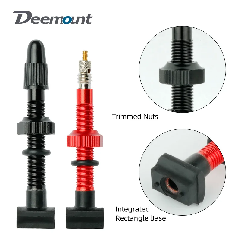 Deemount Presta Nipples Bicycle Tubeless Rim F/V Valves Anodized Aluminum Stem Brass Core Integrated Rectangle Base