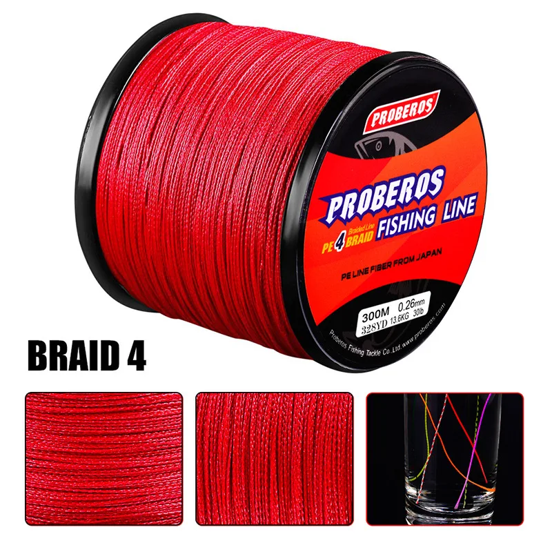 4-braid 300-meter strong horse fish line yellow/blue/red/grey/green PE line 0.4#-10# braided line Luya tackle fishing bait wire