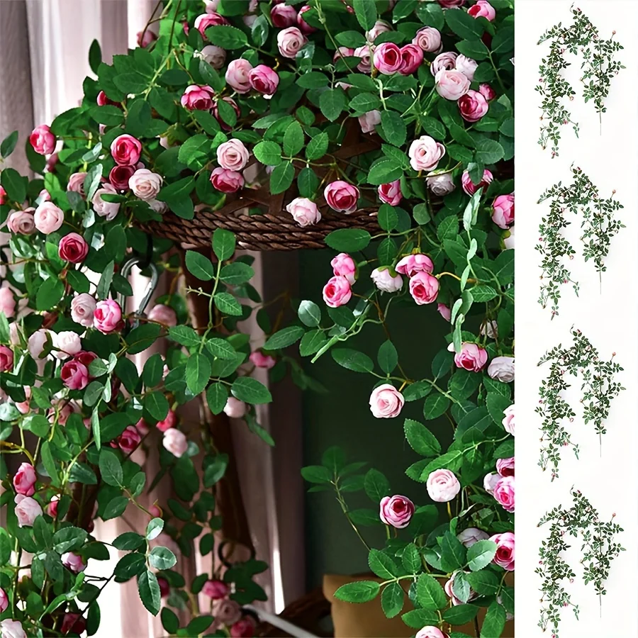 Realistische Künstliche Rosenranke für Zuhause, Hochzeit, Party, Künstliche Außenblumen, Hängende Kunstblumen, Blumenwand – Detail 1