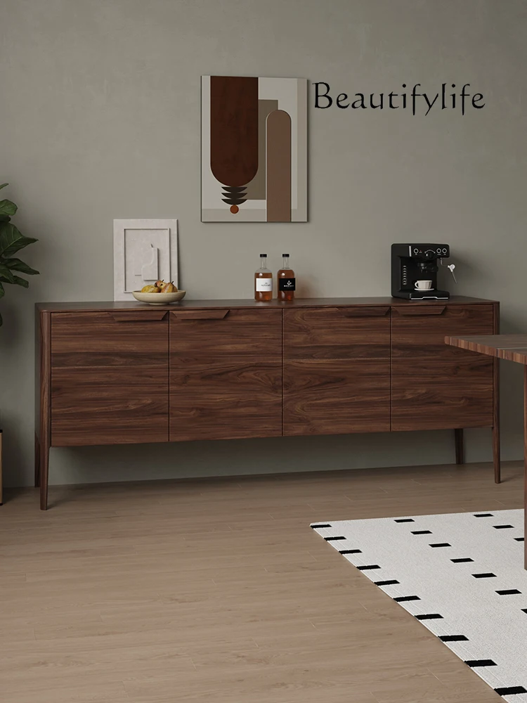 Black walnut side cabinet New Chinese simple living room Dining side cabinet Storage storage Bedroom end cabinet