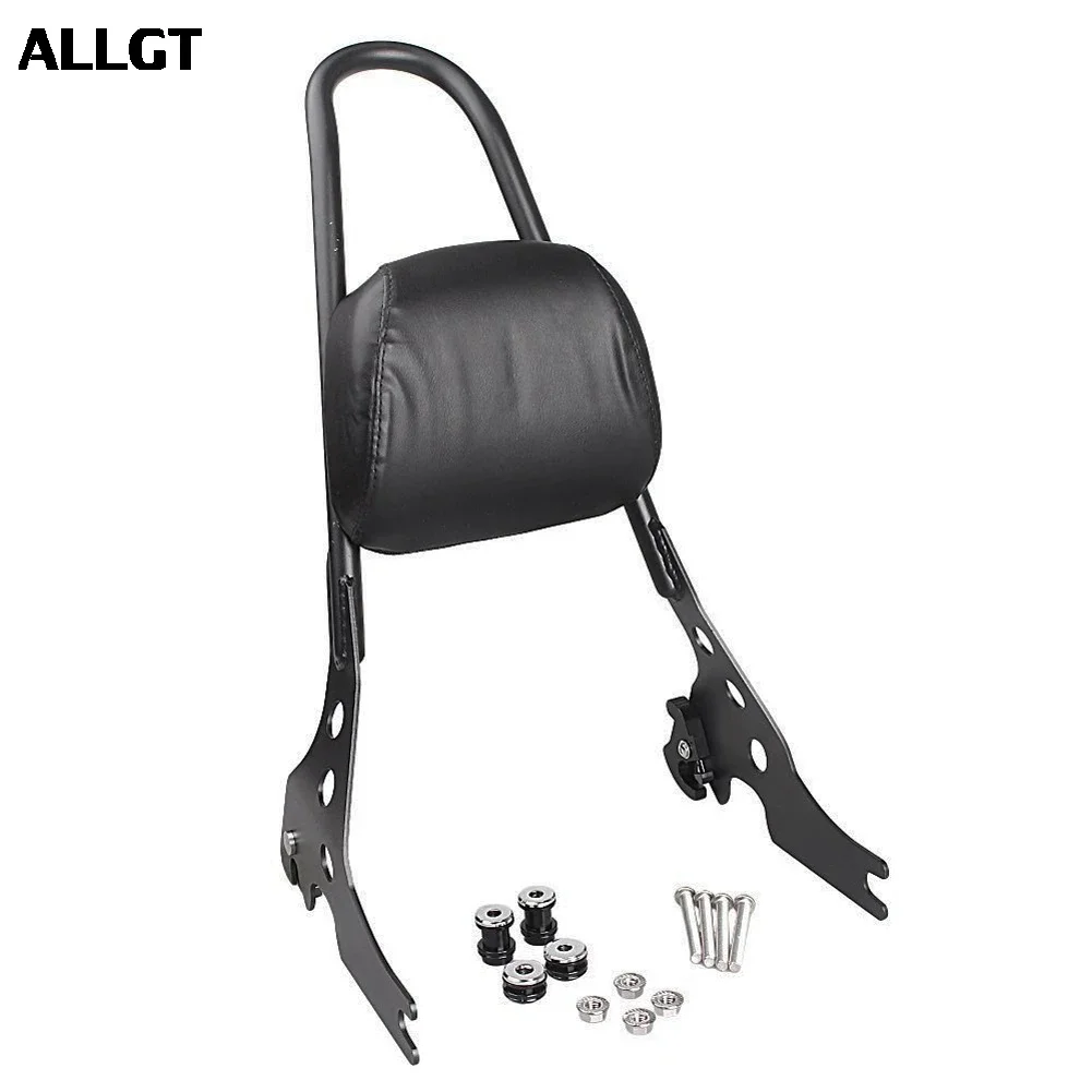 

ALLGT Sissy Bar Backrest Luggage Rack For Harley Davidson Sportster XL 883 1200 Black & Chrome