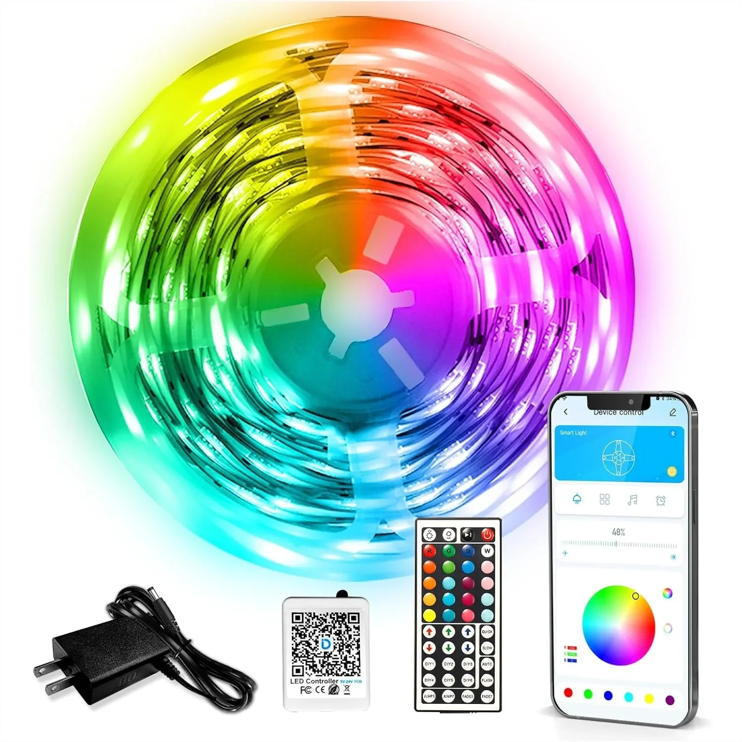

110ft LED Strip Lights with App & Remote Control, RGB Music Sync Color Changing Lights for Bedroom Kitchen Party Decor