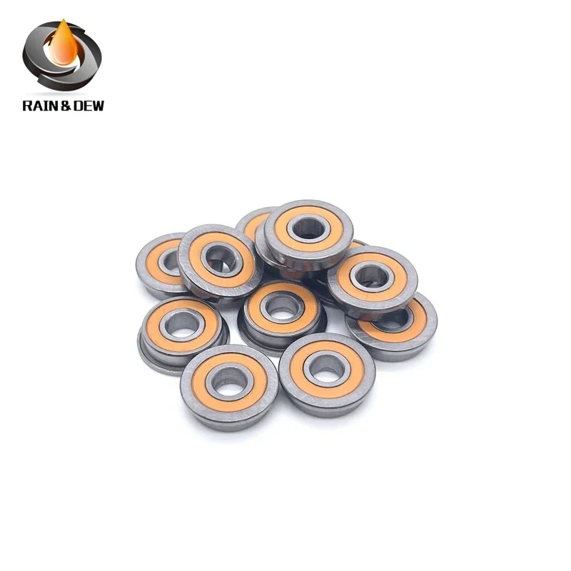 

10Pcs Orange Sealed F695 2RS Bearing 5*13*4mm ABEC-7 Flanged F695 RS Ball Bearings