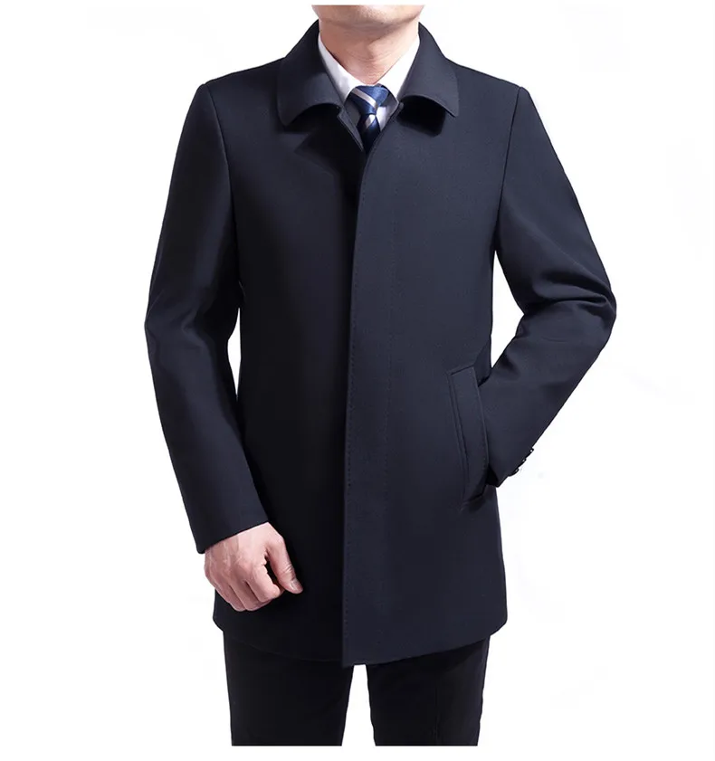 New Middle-aged Elderly Trench Coat Spring Autumn Men Short Long Coat Lapel Loose Jacket Business Casual Dad Outfit