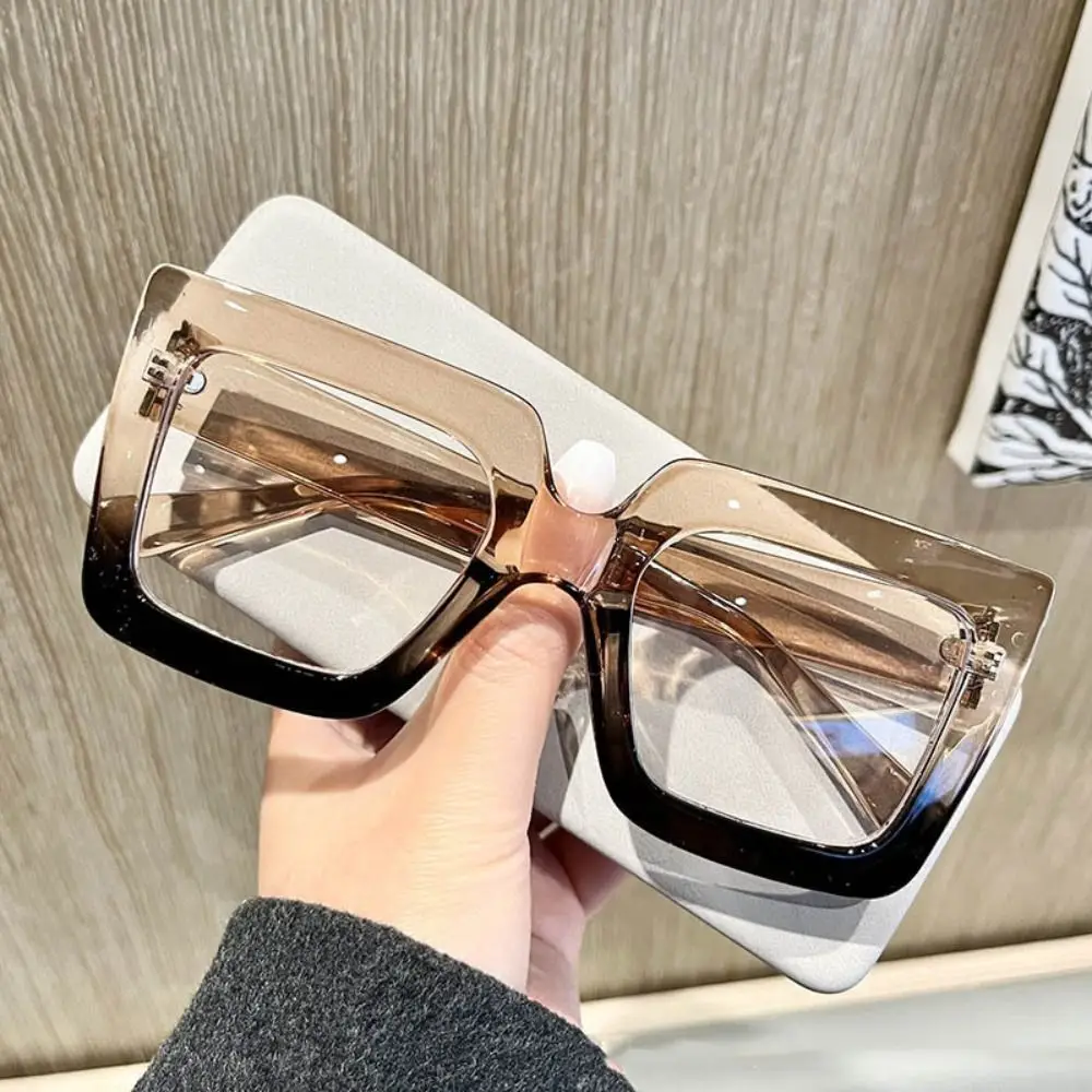 Retro Anti-Blue Light Glasses Oversized Frame Korean Style Ins Square Eyeglasses Lightweight Transparent Plain Glasses Computer - view 5
