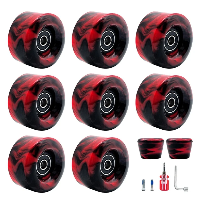 

LED Roller Skate Wheels with Bearings, 32mm x 58mm, Skating Accessories, 8 Pack