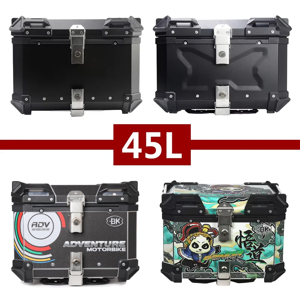 45L Motorcycle Aluminum Box Moto Top Case 45L Universal Motorcycle Rear Luggage Box 45L Locomotive Tail Box Suitcase Trunk