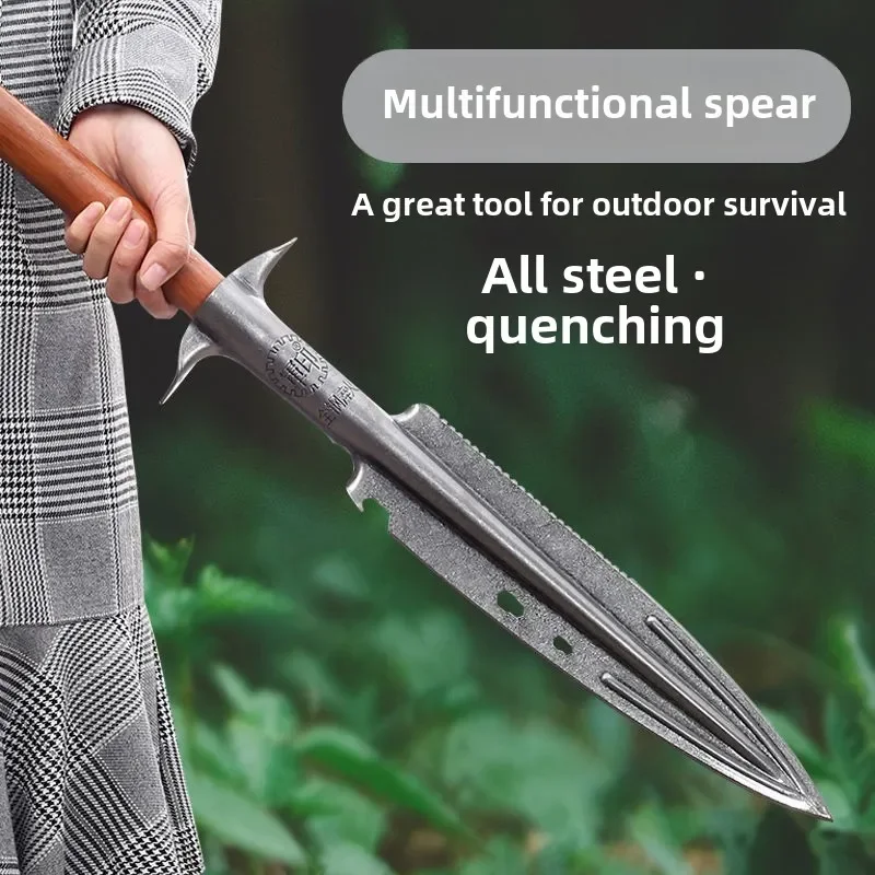 New Spearhead Zulu Spearhead Red Cherry Spear Overlord Spear Outdoor Multi functional Tool Mountain God Tool Open Spear Shovel