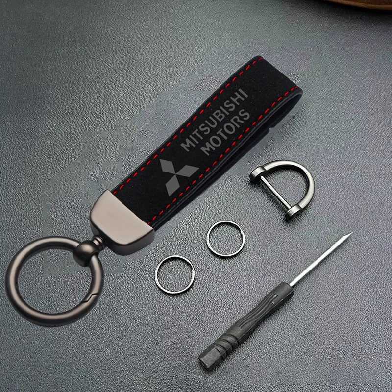 الجلد المدبوغ حلقات المفاتيح حامل سلسلة مفاتيح السيارة قلادة لميتسوبيشي Ralliart لانسر كورديا باجيرو أوتلاندر L200 EVO كولت جالانت #1