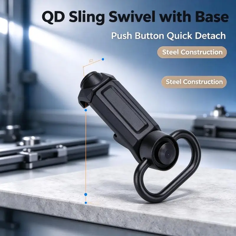 2026 New Black QD Sling Swivel Base Kit Push Button Quick Detach Steel Sling Connector Outdoor Tactical Gear