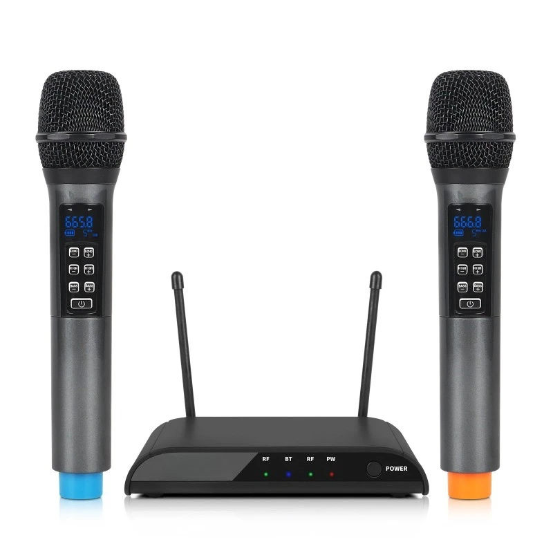 

One to two wireless microphone home KTV performance host UHF reverb with Bluetooth two-channel microphone DX02