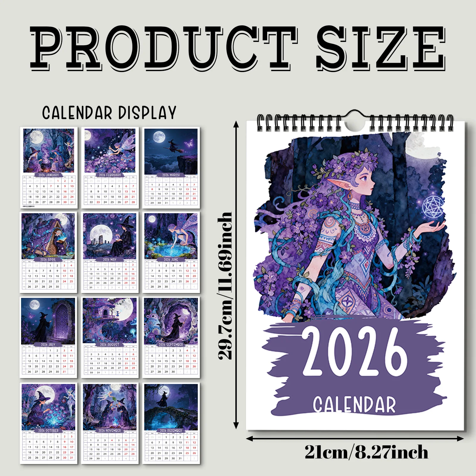 ปฏิทินแฟนตาซีแสนน่าหลงใหล 1 ชิ้น ปี 2026 เหมาะสำหรับตกแต่งสตูดิโอสร้างสรรค์และมุมบ้านแสนอบอุ่น เหมาะสำหรับแฟนๆ แฟนตาซี