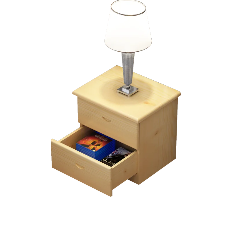 

All solid wood bedside table modern simple shelf storage