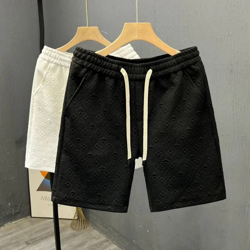 

High-end jacquard men's beach pants shorts summer thin straight-leg pants loose five-point pants casual shorts