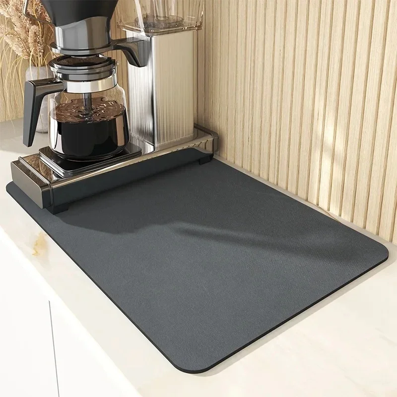 Kitchen Absorbent Mat Dish Drying Mat Hide Stain Non-slip Placemat Dish Drainer Mat for Counter Bathroom Bar Tools