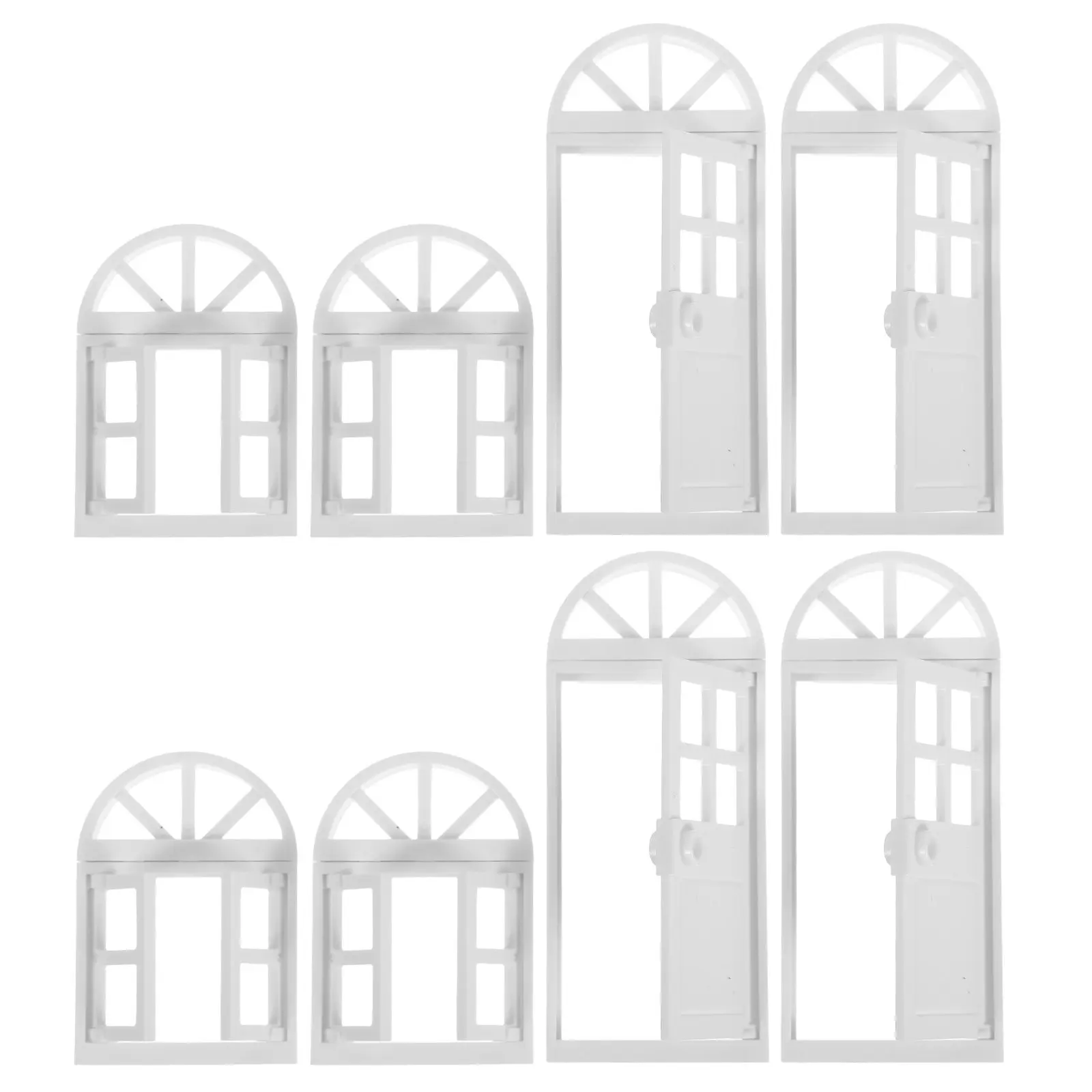 

8Pcs Miniature House Kit Plastic Door Window Frames Creative DIY Pretend Play Mini House Supplies for Kids Building Tiny Windows