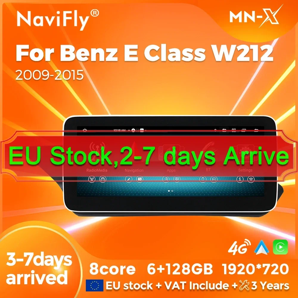 NaviFly MN-X  EU Stock Wireless CarPlay Android Auto Car Radio For Benz E Class W212 2009 - 2015 8-CORE BT GPS Multimedia Player