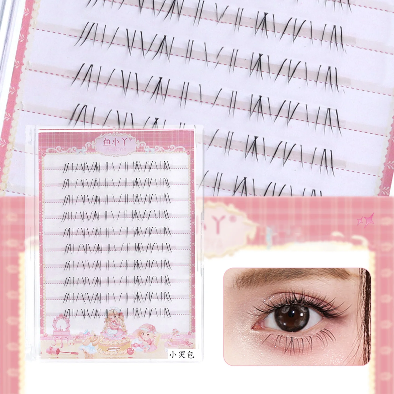 Estensioni a grappolo di ciglia inferiori naturali Ciglia finte Manga 4-6mm Lunghezza mista Nero C-Curl Ciglia quotidiane Trucco da salone fai da te