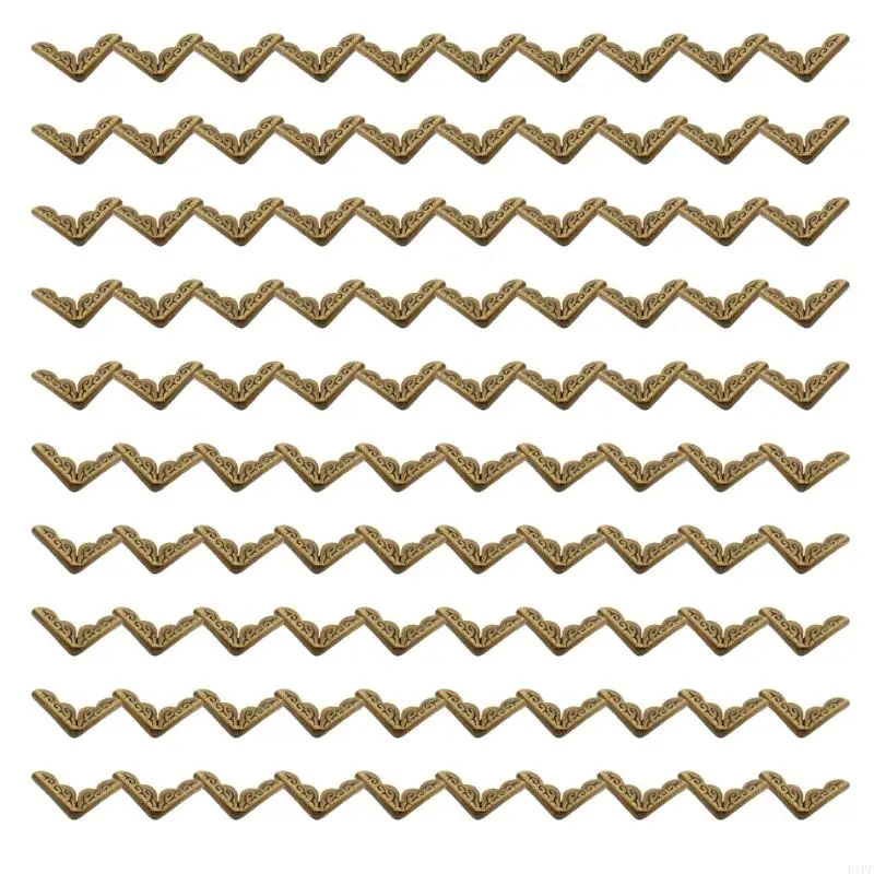 E1PF 100Pcs Antique Metal Scrapbook Corner Reinforcements Album Corner Protectors