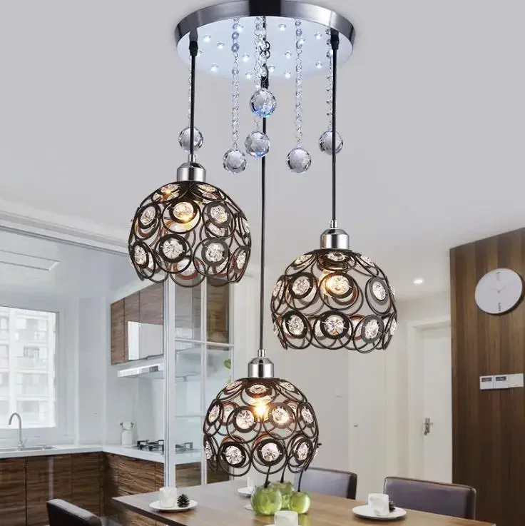 

T hree-head Modern minimalist restaurant Pendant Lamp dining balcony creative dining room crystal dining hanging lamps