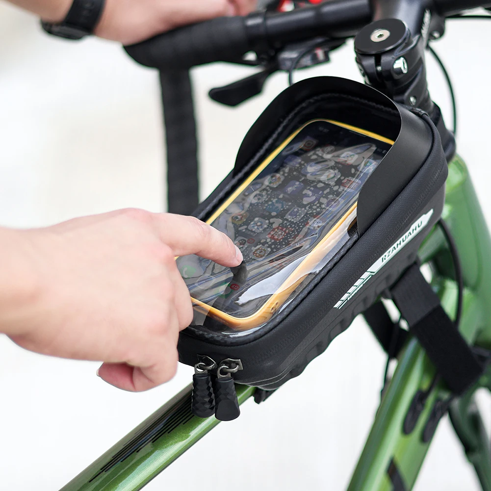 Touch Screen Bike Pouch Phone Case Waterproof Bicycle Front Frame Bag Hard Shell Case Motor Bag Cycling Accessories