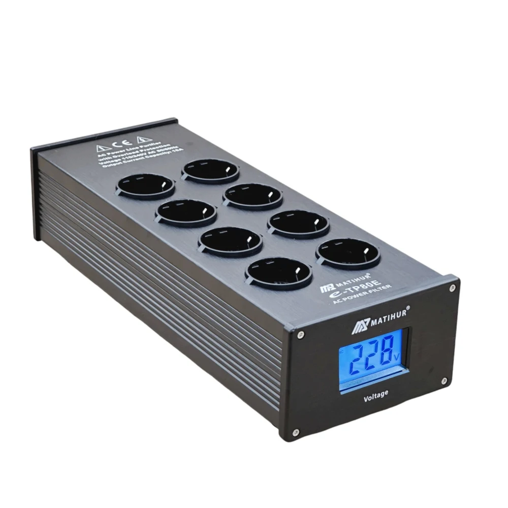 MATIHUR e-TP80 Audioruis Wisselstroomfilter Power Conditioner Power Purifier Overspanningsbeveiliging met EU-stopcontacten Stekkerdoos