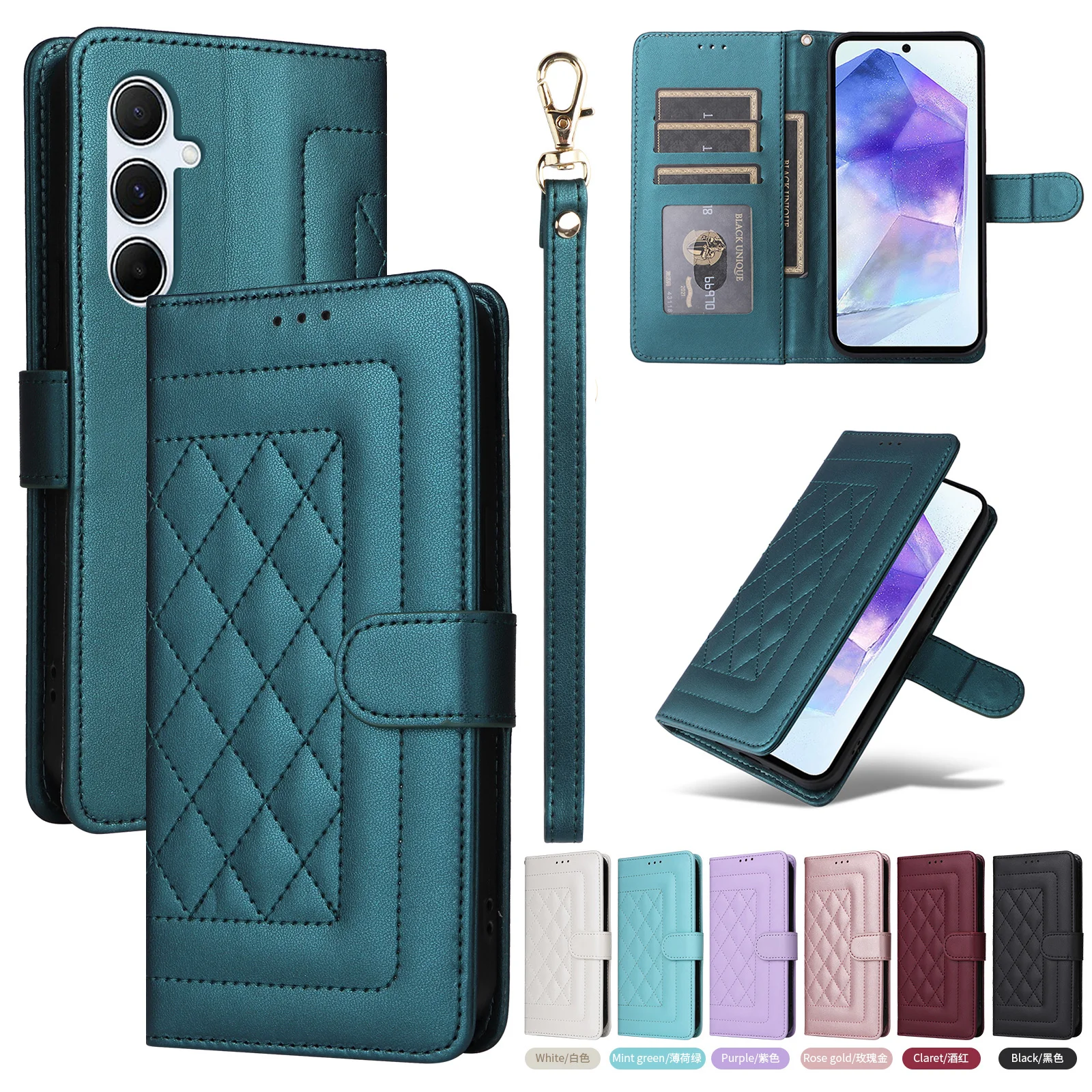 Leather Flip Case For Samsung Galaxy A05S A15 A25 A35 A55 A54 A34 A24 A14 A52 A72 A73 A53 A33 A13 A32 A22 A12 Embossing Wallet