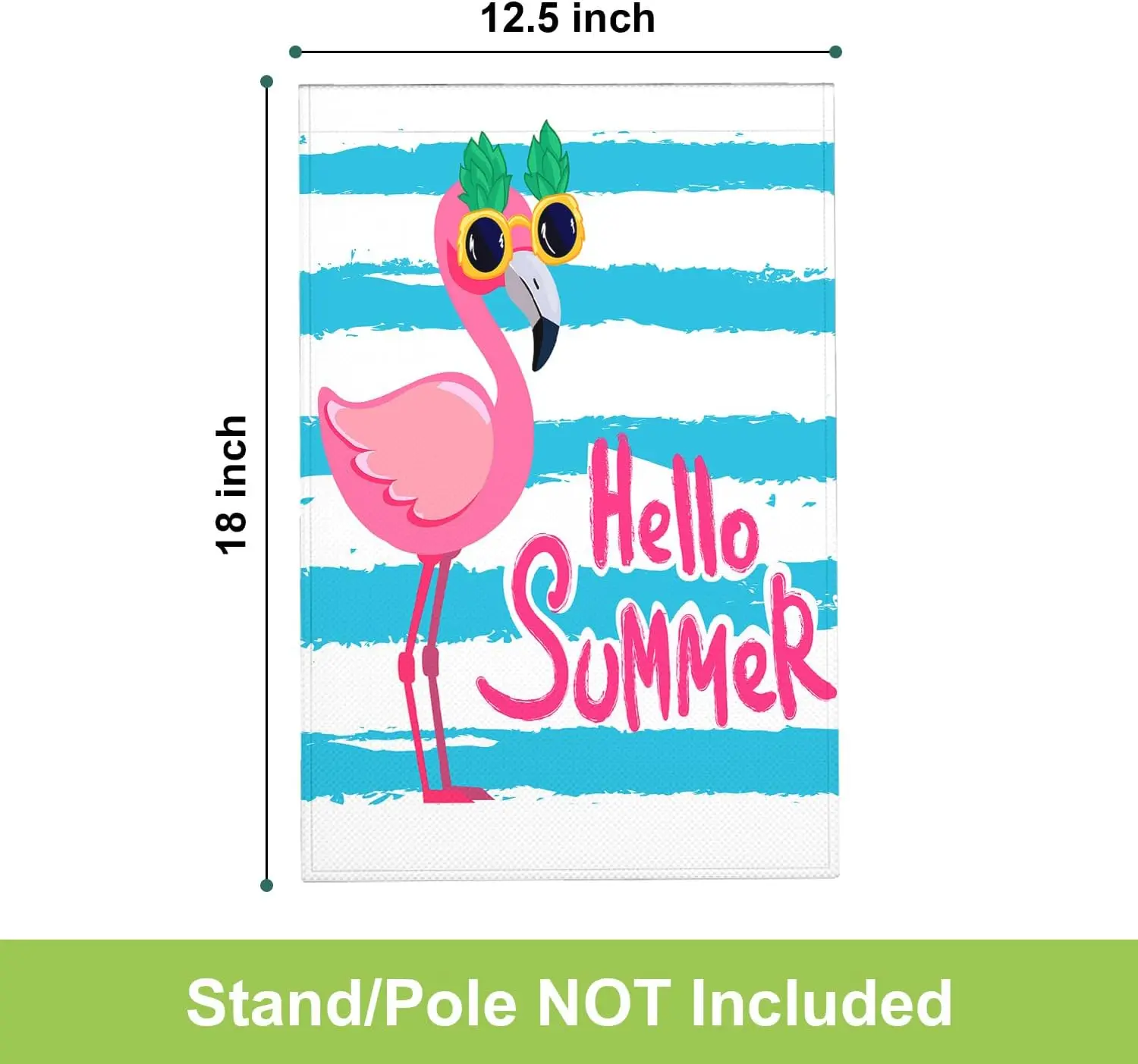 HGOD DESIGNS Flamingo Garden Flag Double Sided 12x18 Inch Hello Summer Glasses Pineapple Cartoon Cute Pink Bird Stripes Farm uui