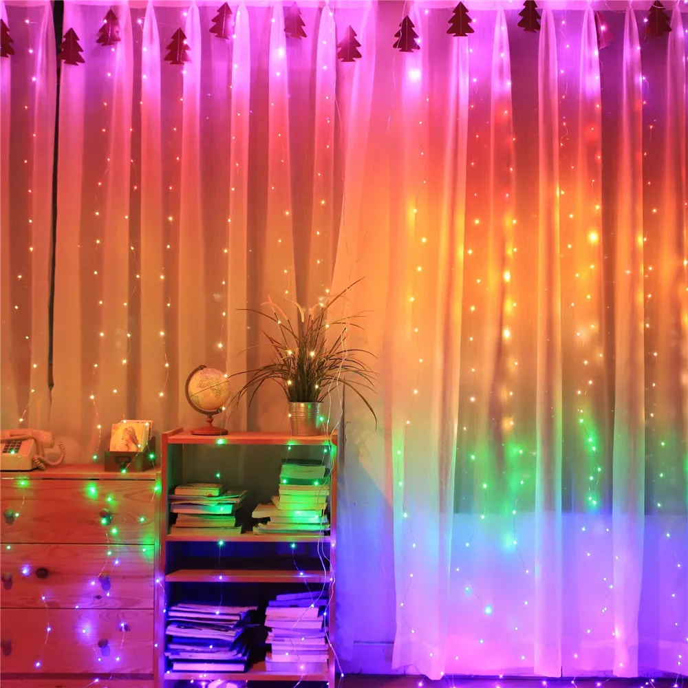 Imagem -02 - Usb Curtain String Lights para Decoração de Casa Lâmpadas Fadas Guirlanda Natal Feriado Festa Quarto Casamento Modos de Iluminação