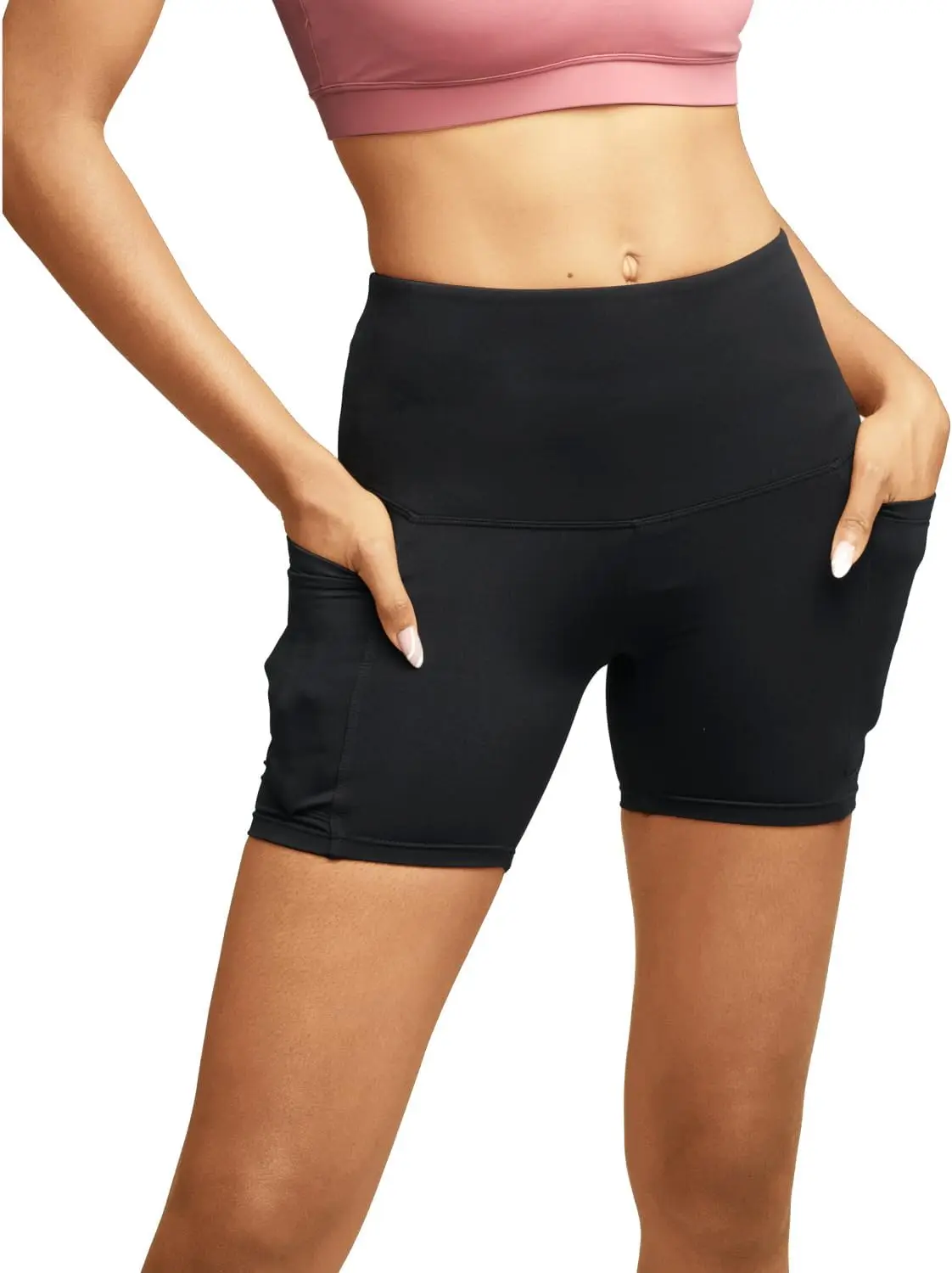 Women's Yoga Shorts 4 Way Stretch Biker Running Athletic Compression Workout Leggings with Pockets