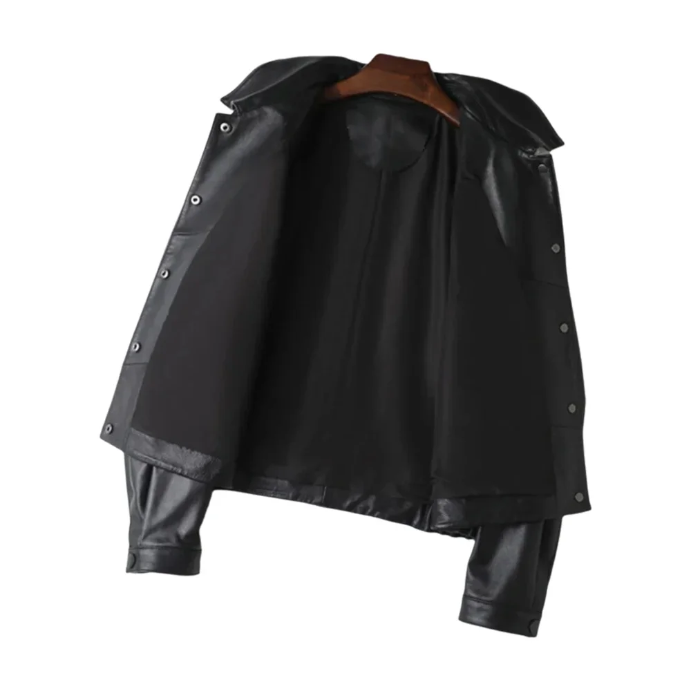 100% Echte Lederen Jassen Tops voor Vrouwen Lente Casual Single-breasted Zwart/Koffie Vrouwelijke Eerste Laag Schapenvacht Jassen