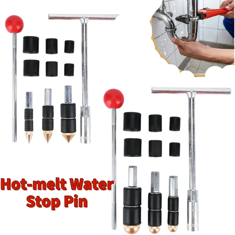 

Hot-melt Water Stop Pin Kitchen Bathroom Repair Plumbing Tools Hot Melt Stopper Accessory Water Pipe Repair with Rubber Cover