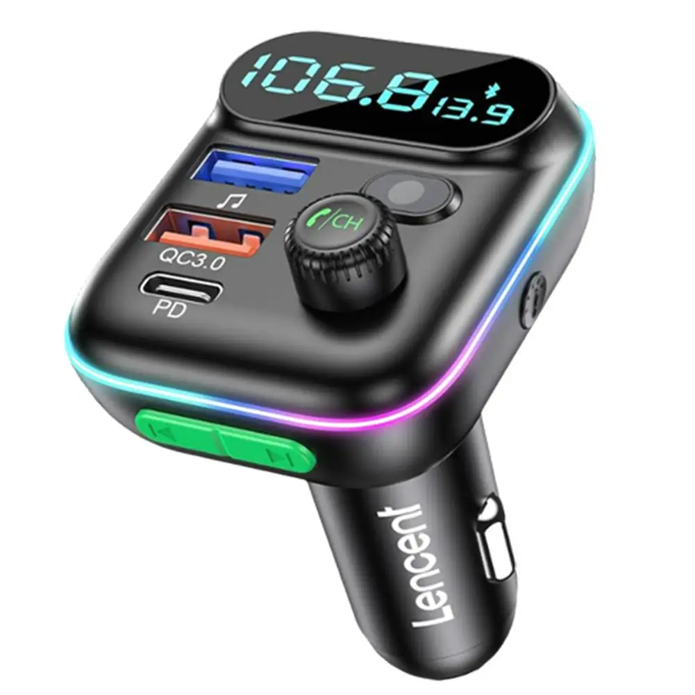 FM Transmitter Wireless Bluetooth 5.0 Radio Car Kit with Type-C PD + QC3.0 Fast USB Charger Mp3 Player Receiver Hi Fi