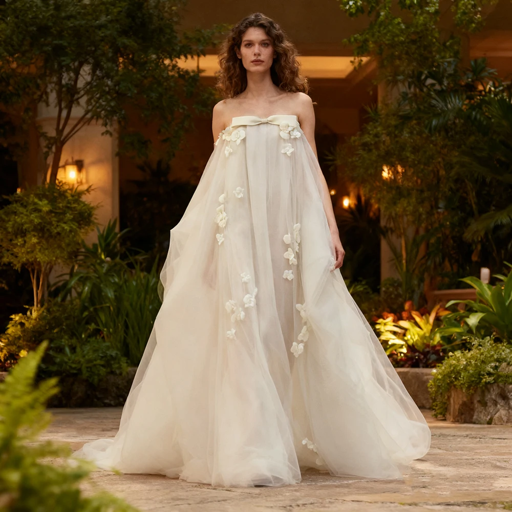 

Women's Evening Dress for Photo Shoot Applique Petals Brides Bespoke Occasion Dresses Beach Elegant Cocktail Dresses for Parties