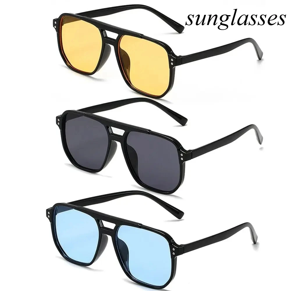 

Punk Square Frame Sunglasses Beach Eye Protection Anti-UV Retro Sunglasses Travel Accessories Black Shades Glasses for Women Men