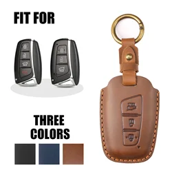 Car Handmade Leather Key Case Holder For Hyundai Grand Santa Fe 3 DM IX45 IX35 Genesis DH Grandeur Azera HG Equus 2013 2014